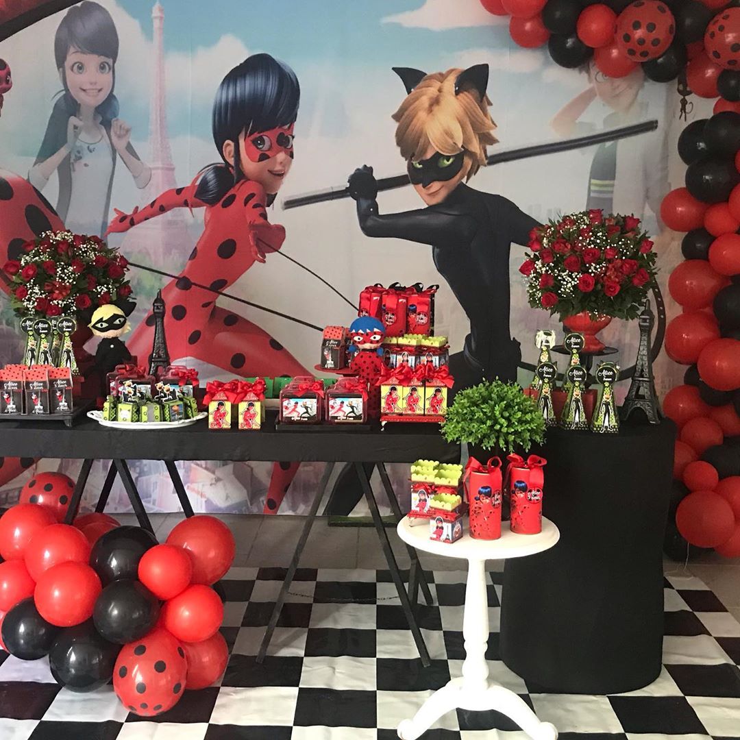 Miraculous Ladybug - Fondo para decoración de fiesta de cumpleaños, diseño  de mariquita y gato negro, 6 pies, extra grande